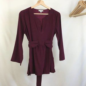 Cadeau 100% Silk Soft Blouse Top Burgundy Size Small